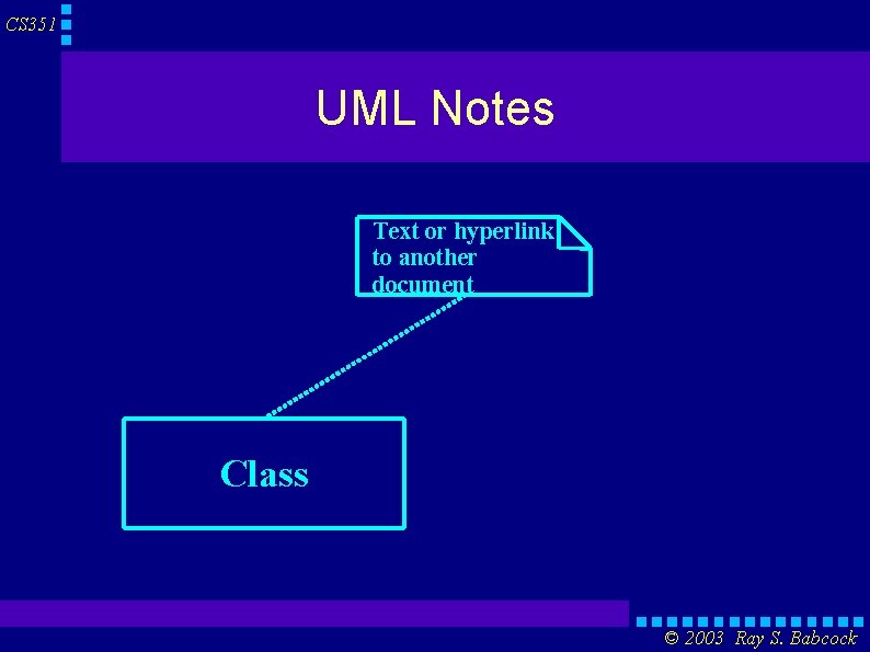 CS 351 UML Notes Text or hyperlink to another document Class © 2003 Ray