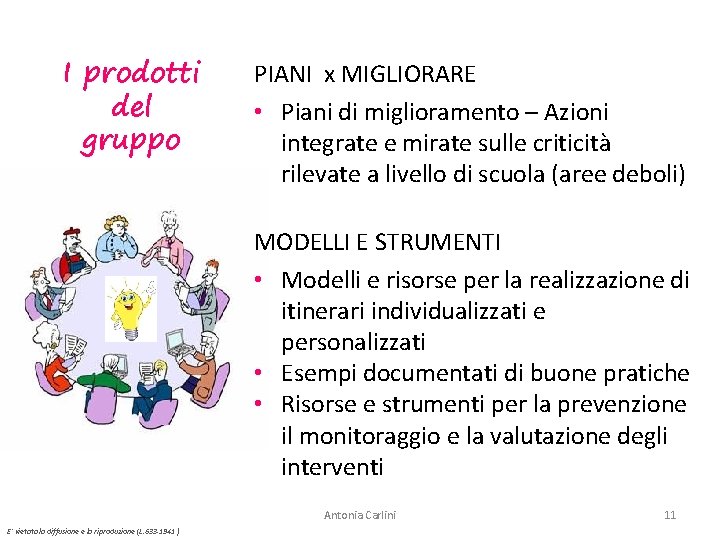 I prodotti del gruppo PIANI x MIGLIORARE • Piani di miglioramento – Azioni integrate