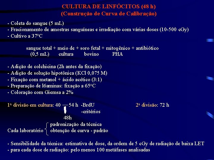 CULTURA DE LINFÓCITOS (48 h) (Construção de Curva de Calibração) - Coleta do sangue