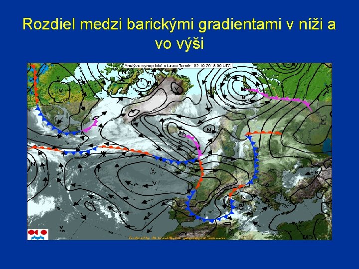 Rozdiel medzi barickými gradientami v níži a vo výši 