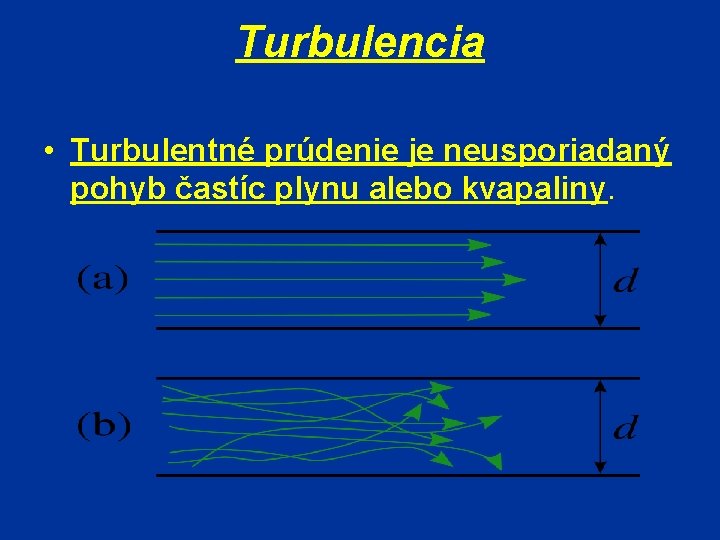 Turbulencia • Turbulentné prúdenie je neusporiadaný pohyb častíc plynu alebo kvapaliny. 