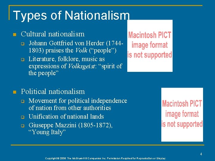 Types of Nationalism n Cultural nationalism q q n Johann Gottfried von Herder (17441803)