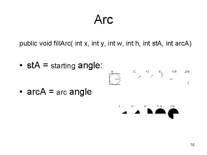 Arc public void fill. Arc( int x, int y, int w, int h, int