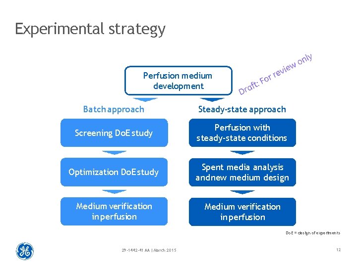 Experimental strategy Perfusion medium development Batch approach Steady-state approach Screening Do. E study Perfusion