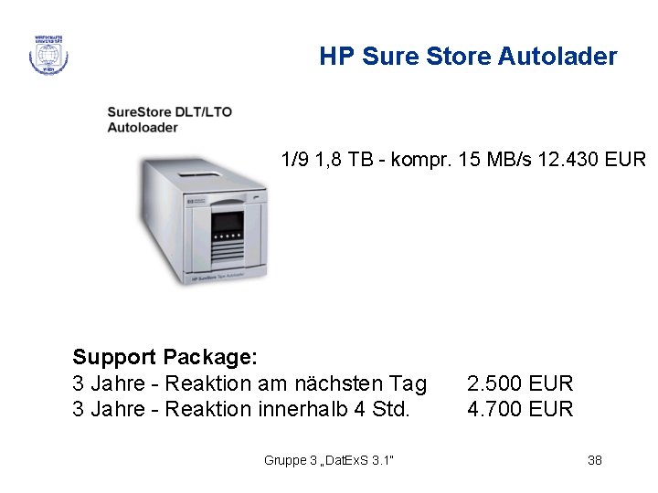 HP Sure Store Autolader 1/9 1, 8 TB - kompr. 15 MB/s 12. 430