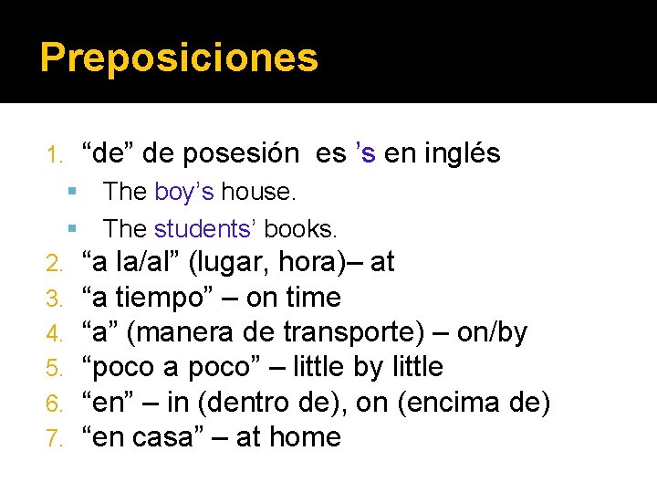 Preposiciones “de” de posesión es ’s en inglés 1. § § 2. 3. 4.