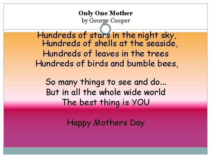 Only One Mother by George Cooper Hundreds of stars in the night sky, Hundreds