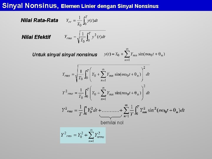 Sinyal Nonsinus, Elemen Linier dengan Sinyal Nonsinus Nilai Rata-Rata Nilai Efektif Untuk sinyal nonsinus