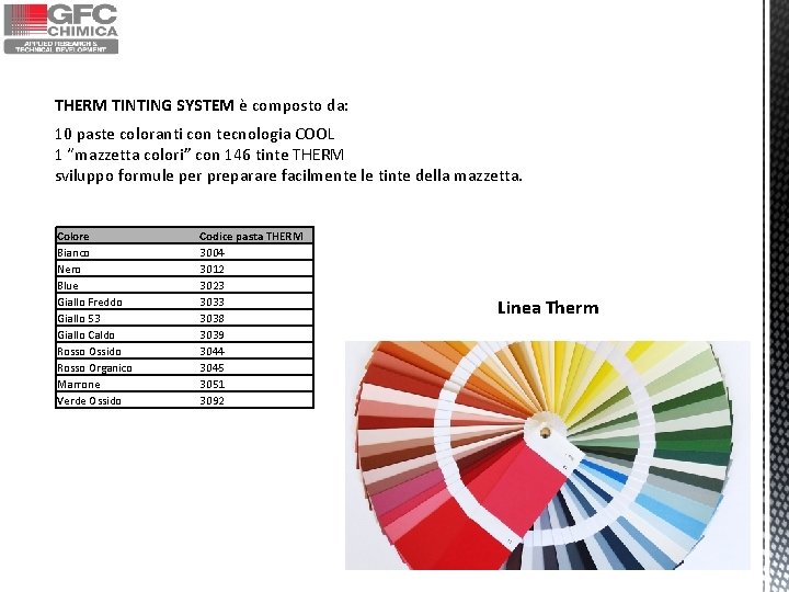 THERM TINTING SYSTEM è composto da: 10 paste coloranti con tecnologia COOL 1 “mazzetta THERM TINTING SYSTEM è composto da: 10 paste coloranti con tecnologia COOL 1 “mazzetta