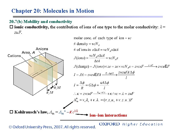 Chapter 20: Molecules in Motion 20. 7(b) Mobility and conductivity ionic conductivity, the contribution