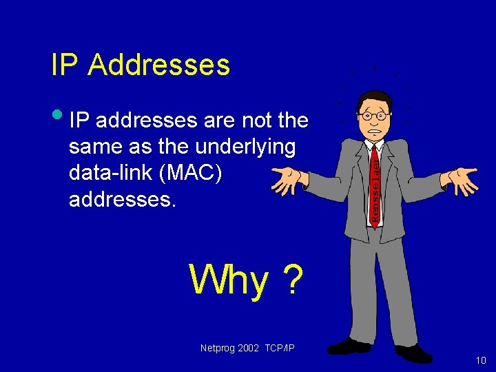 IP Addresses same as the underlying data-link (MAC) addresses. Rensselaer • IP addresses are