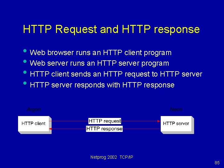 HTTP Request and HTTP response • Web browser runs an HTTP client program •