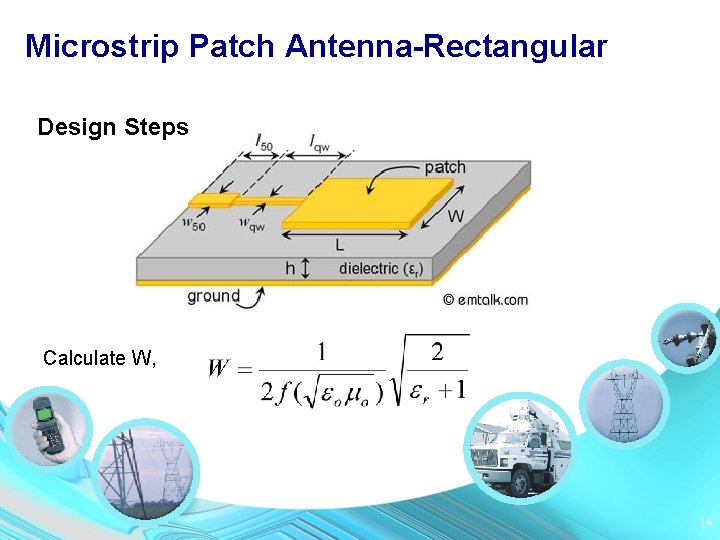 Microstrip Patch Antenna-Rectangular Design Steps Calculate W, 14 