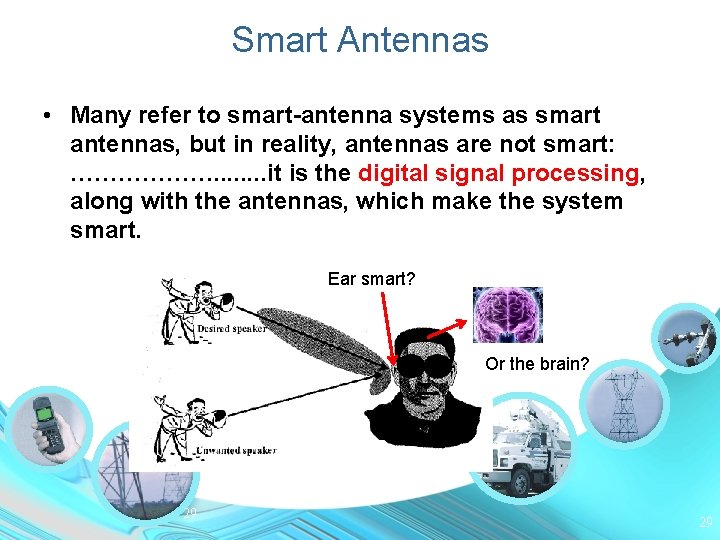 Smart Antennas • Many refer to smart-antenna systems as smart antennas, but in reality,