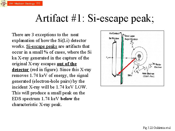 UW- Madison Geology 777 Artifact #1: Si-escape peak; There are 3 exceptions to the UW- Madison Geology 777 Artifact #1: Si-escape peak; There are 3 exceptions to the