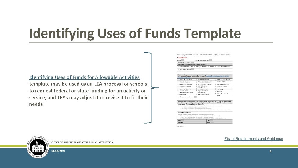 Identifying Uses of Funds Template Identifying Uses of Funds for Allowable Activities template may