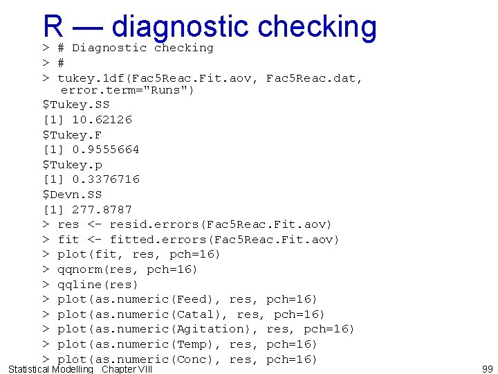 R — diagnostic checking > # Diagnostic checking > # > tukey. 1 df(Fac