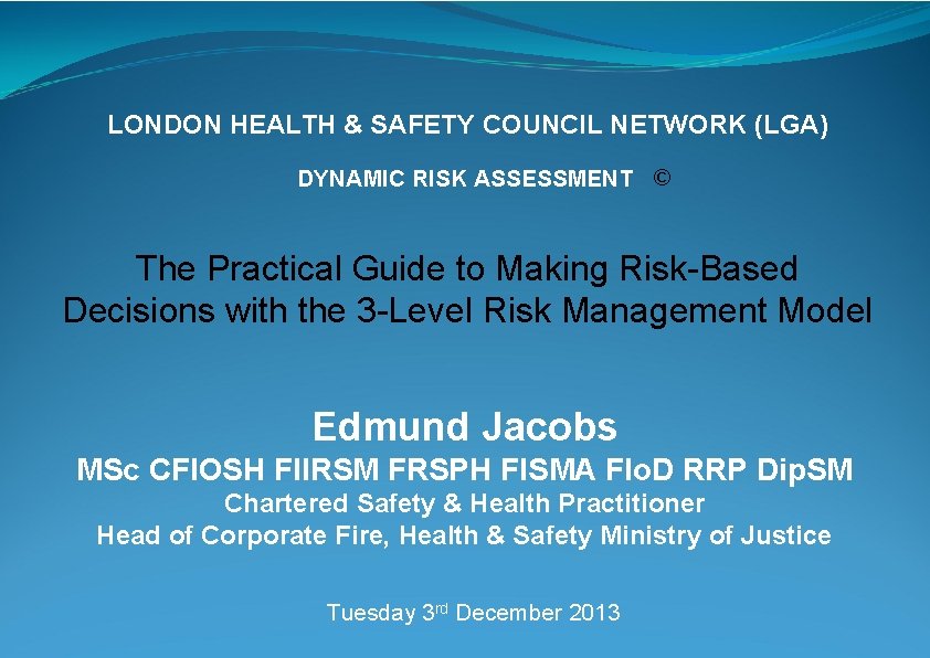 LONDON HEALTH SAFETY COUNCIL NETWORK LGA DYNAMIC RISK