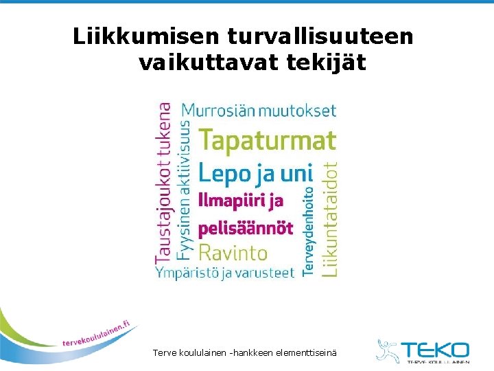 Liikkumisen turvallisuuteen vaikuttavat tekijät Terve koululainen -hankkeen elementtiseinä 