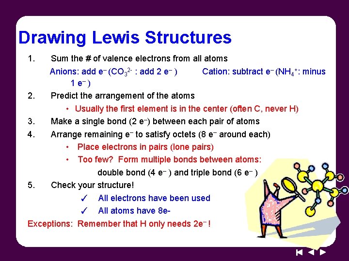 Drawing Lewis Structures 1. Sum the # of valence electrons from all atoms Anions: Drawing Lewis Structures 1. Sum the # of valence electrons from all atoms Anions: