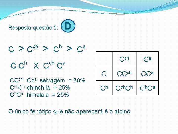 Resposta questão 5: D C > C ch h h ch C C X