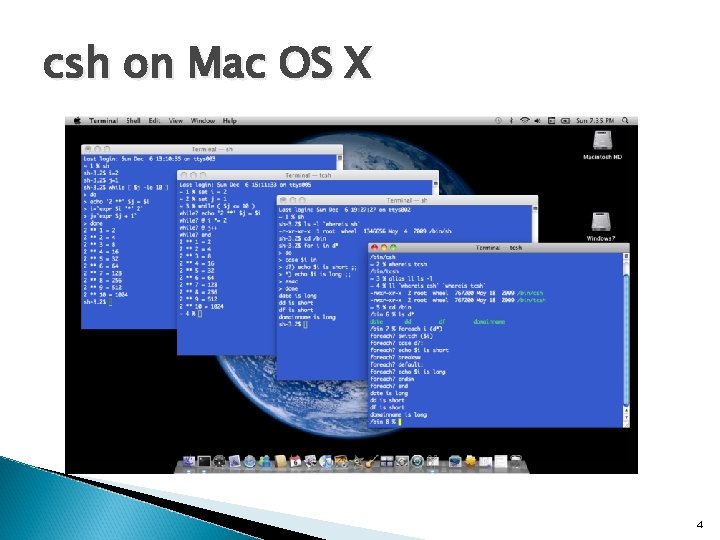 csh on Mac OS X 4 