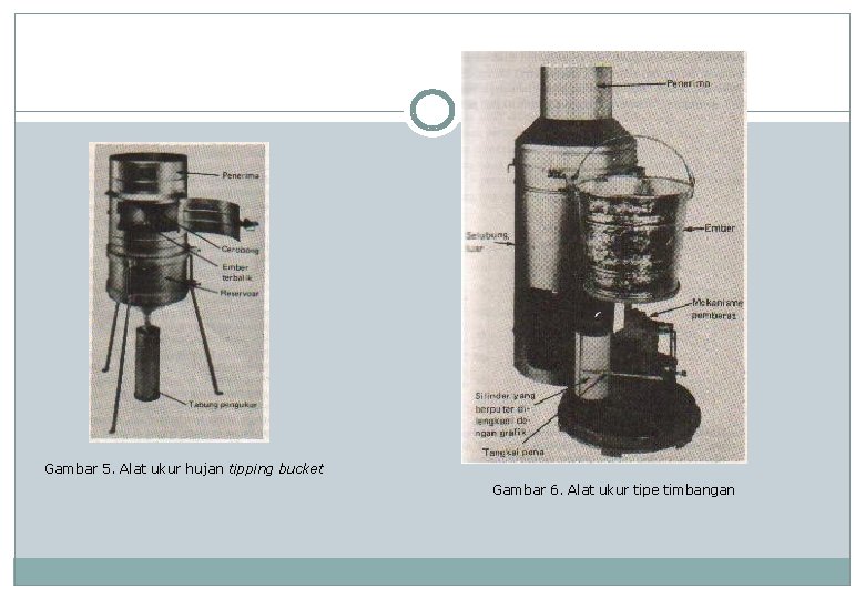 Gambar 5. Alat ukur hujan tipping bucket Gambar 6. Alat ukur tipe timbangan 