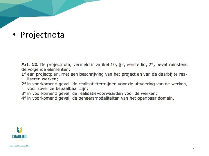  • Projectnota 40 