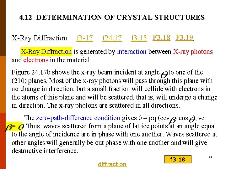 4. 12 DETERMINATION OF CRYSTAL STRUCTURES X-Ray Diffraction f 3 -17 f 24. 17