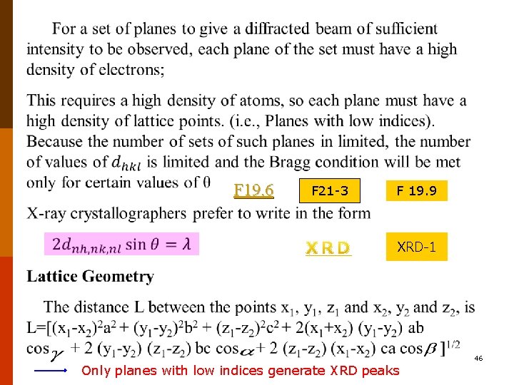  F 19. 6 F 21 -3 F 19. 9 XRD-1 46 Only planes