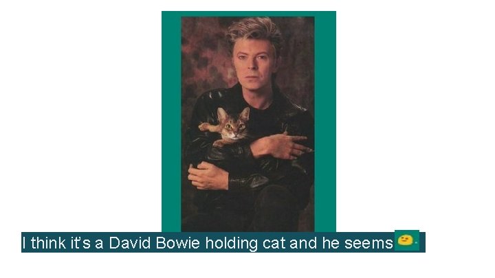 I think it’s a David Bowie holding cat and he seems 