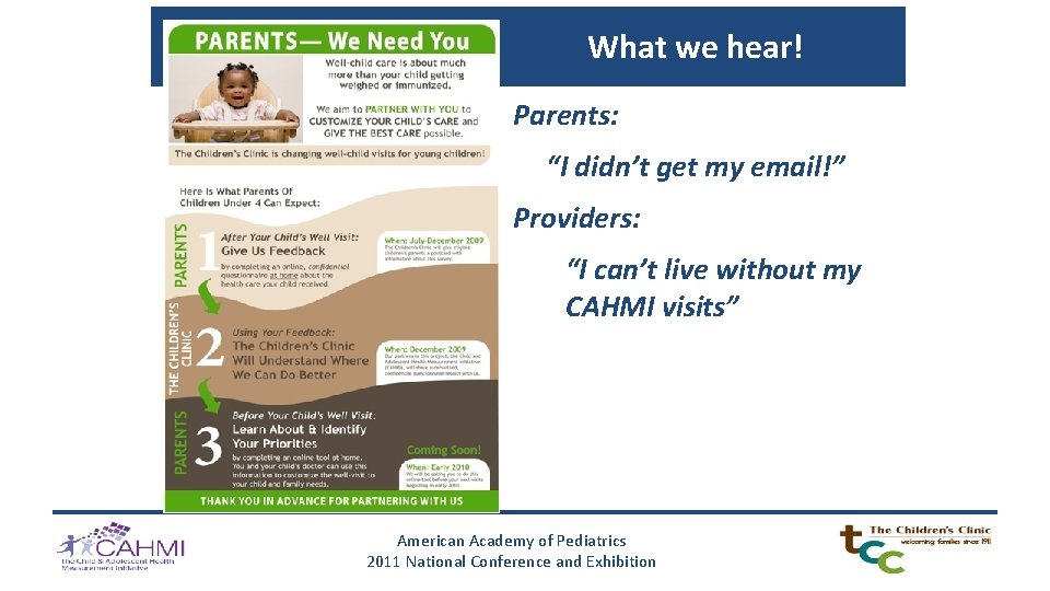 What we hear! Parents: “I didn’t get my email!” Providers: “I can’t live without