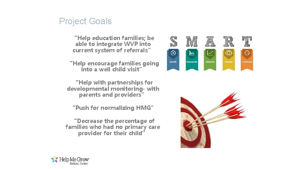 Project Goals “Help education families; be able to integrate WVP into current system of