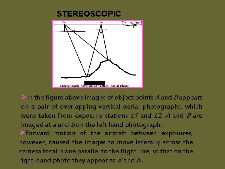 STEREOSCOPIC PARALLAX ØIn the figure above images of object points A and B appears
