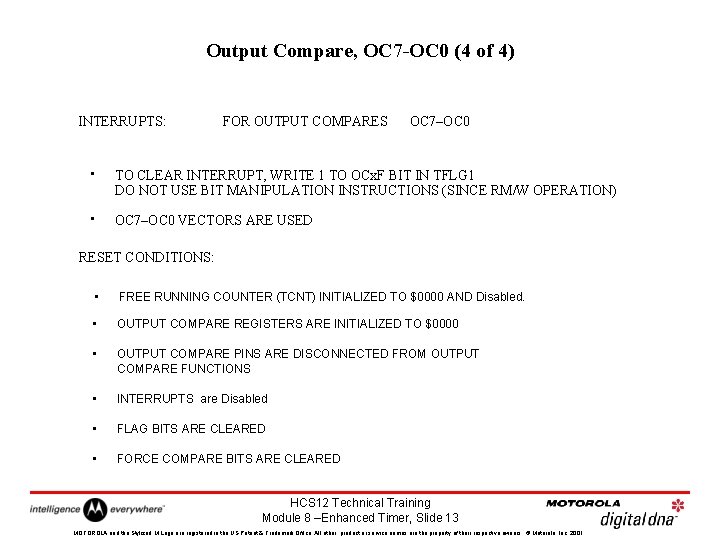 Output Compare, OC 7 -OC 0 (4 of 4) INTERRUPTS: FOR OUTPUT COMPARES OC