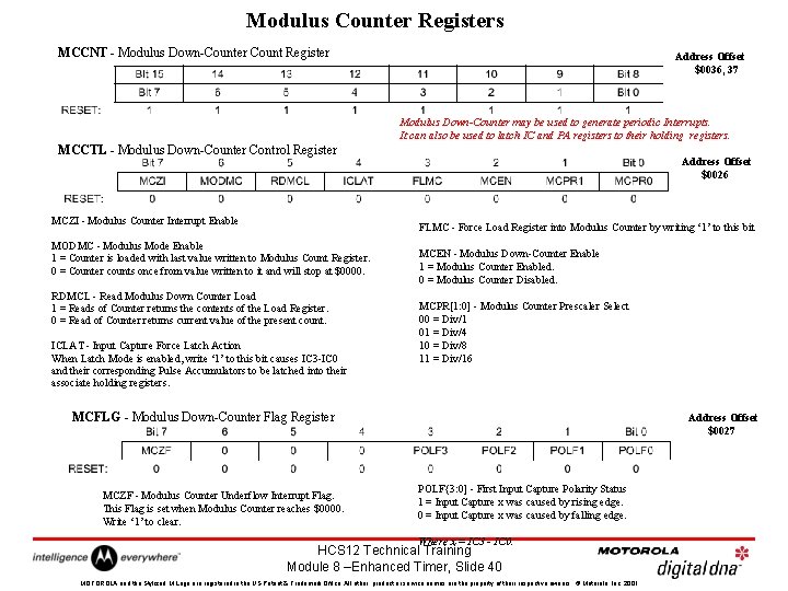 Modulus Counter Registers MCCNT - Modulus Down-Counter Count Register Address Offset $0036, 37 Modulus