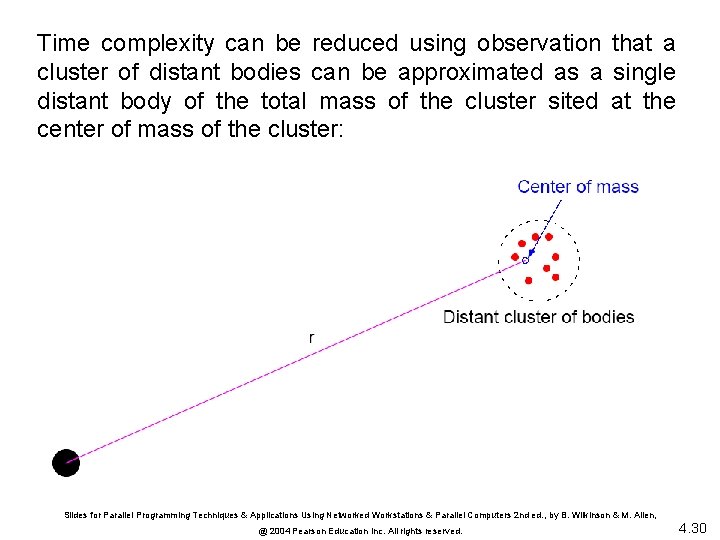 Time complexity can be reduced using observation that a cluster of distant bodies can