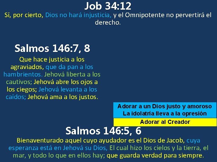 Job 34: 12 Sí, por cierto, Dios no hará injusticia, y el Omnipotente no