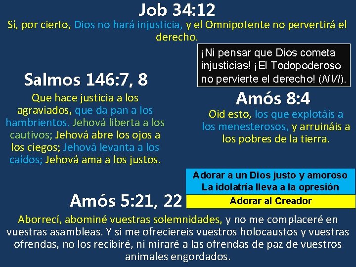 Job 34: 12 Sí, por cierto, Dios no hará injusticia, y el Omnipotente no