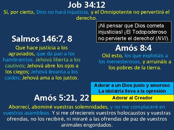 Job 34: 12 Sí, por cierto, Dios no hará injusticia, y el Omnipotente no