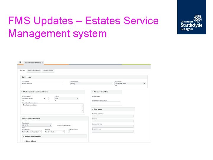 FMS Updates – Estates Service Management system 