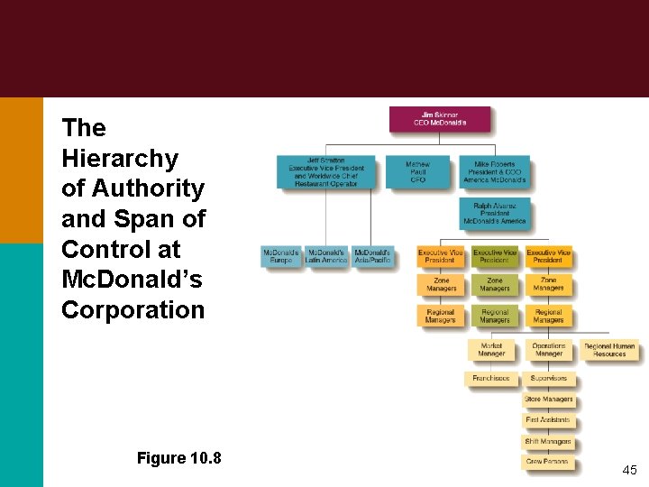 The Hierarchy of Authority and Span of Control at Mc. Donald’s Corporation Figure 10.