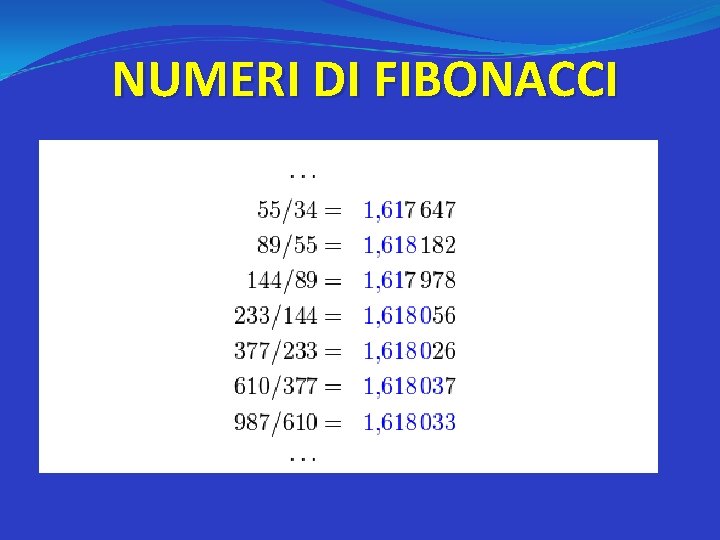 NUMERI DI FIBONACCI 