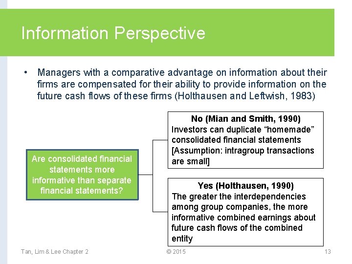 Information Perspective • Managers with a comparative advantage on information about their firms are
