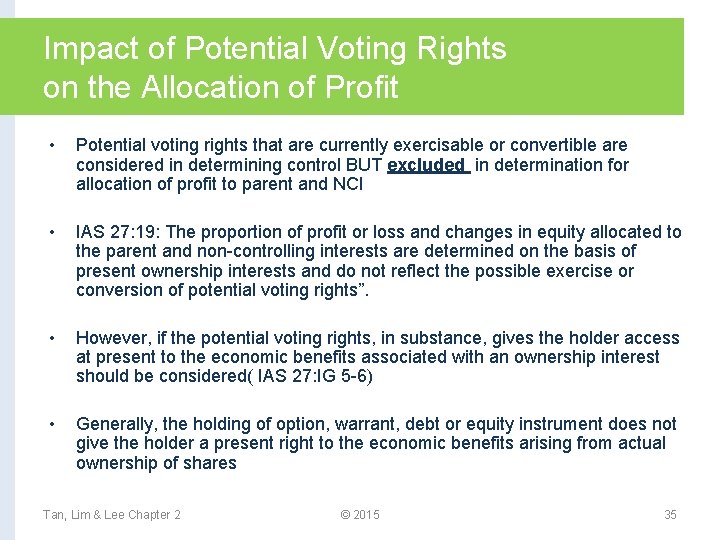 Impact of Potential Voting Rights on the Allocation of Profit • Potential voting rights