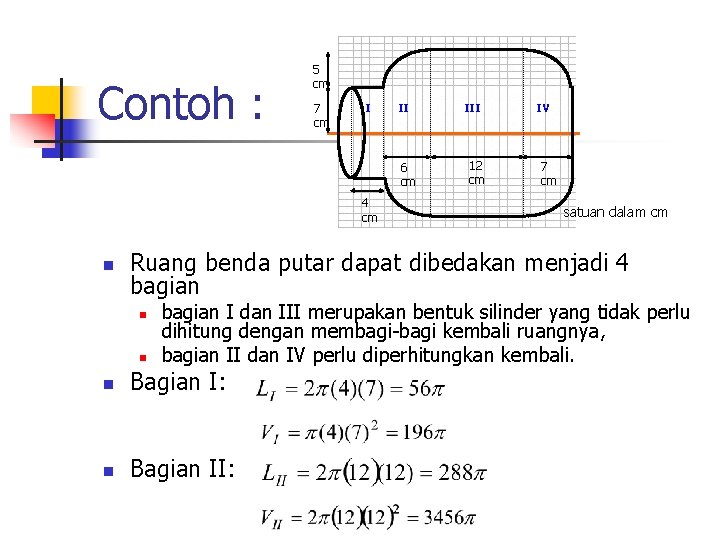Contoh : 5 cm 7 cm I II 6 cm 4 cm n III Contoh : 5 cm 7 cm I II 6 cm 4 cm n III