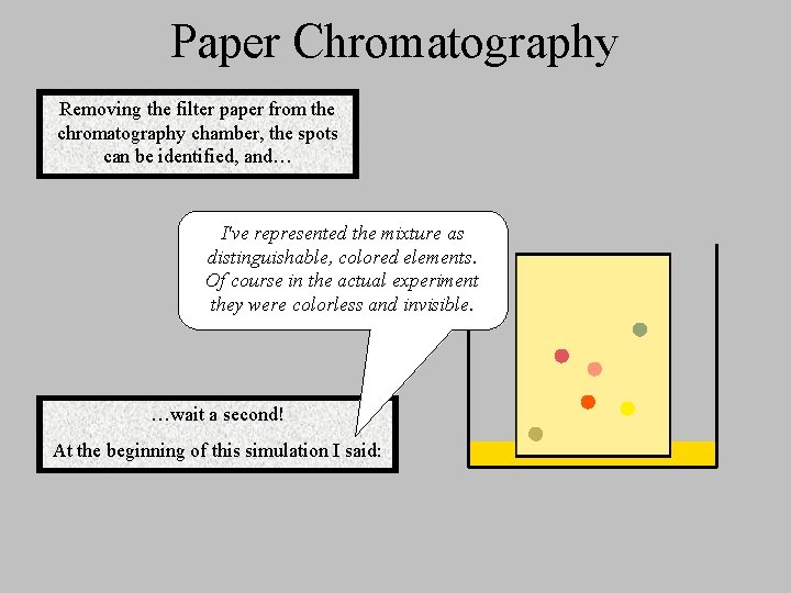 Paper Chromatography Removing the filter paper from the chromatography chamber, the spots can be