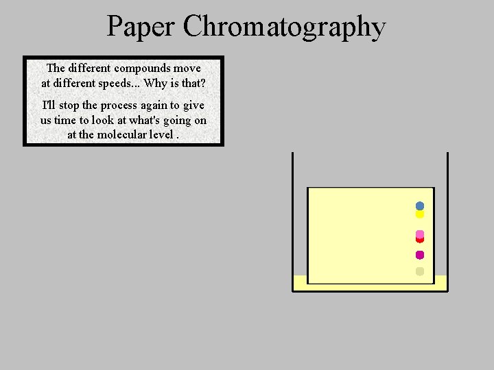 Paper Chromatography The different compounds move at different speeds. . . Why is that?