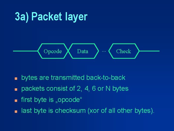 3 a) Packet layer Opcode Data . . . Check n bytes are transmitted