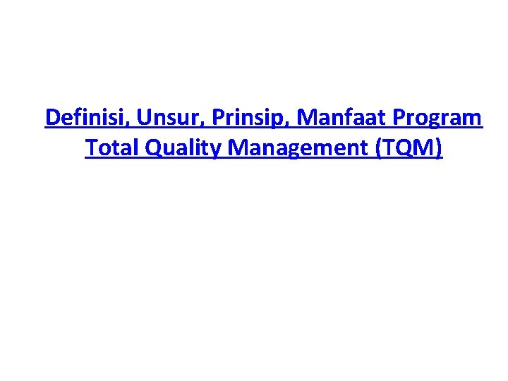 Definisi, Unsur, Prinsip, Manfaat Program Total Quality Management (TQM) 
